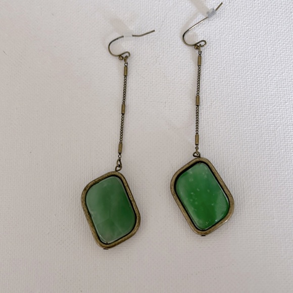 Jewelry - Jade and Brass Earrings